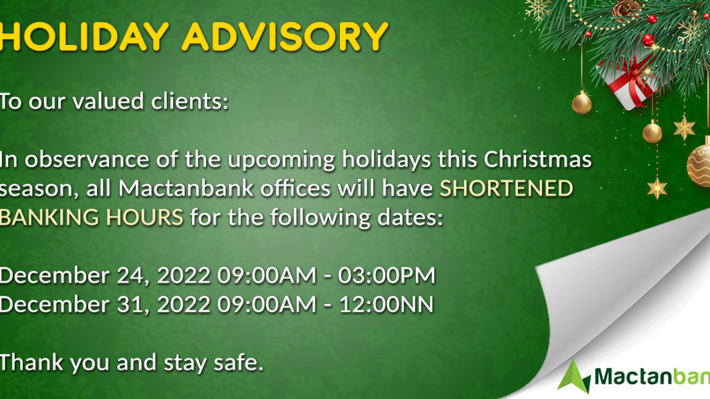 MRB CHRISTMAS HOLIDAY ADVISORY 2022